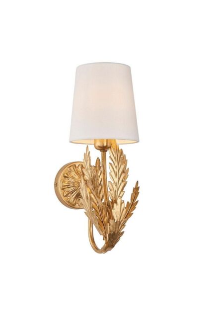Netlighting Delphine Decorative Gold Layered Leaf Wall Lamp with Ivory Fabric Shades - image 1