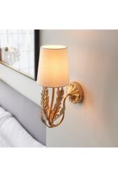 Netlighting Delphine Decorative Gold Layered Leaf Wall Lamp with Ivory Fabric Shades - thumbnail 6