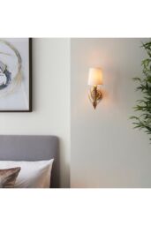 Netlighting Delphine Decorative Gold Layered Leaf Wall Lamp with Ivory Fabric Shades - thumbnail 5