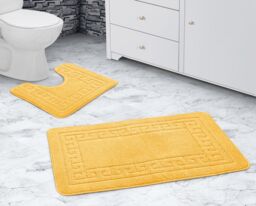 Velosso Greek Key Bathmat Set - Antislip in Yellow - thumbnail 3