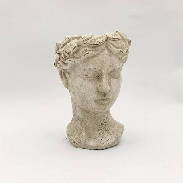 Minster Outdoor Bust Pot Ornament - L21 x W24 x H35 cm - Cream Cement in White - Size: 1 Pack - image 1