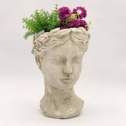 Minster Outdoor Bust Pot Ornament - L21 x W24 x H35 cm - Cream Cement in White - Size: 1 Pack - thumbnail 2