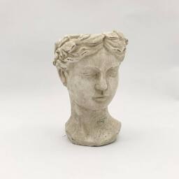 Minster Outdoor Bust Pot Ornament - L21 x W24 x H35 cm - Cream Cement in White - Size: 1 Pack - thumbnail 1