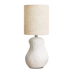 ValueLights Mae Natural Linen Lamp Shade White Abstract Sandblast Ceramic Table Lamp - thumbnail 2