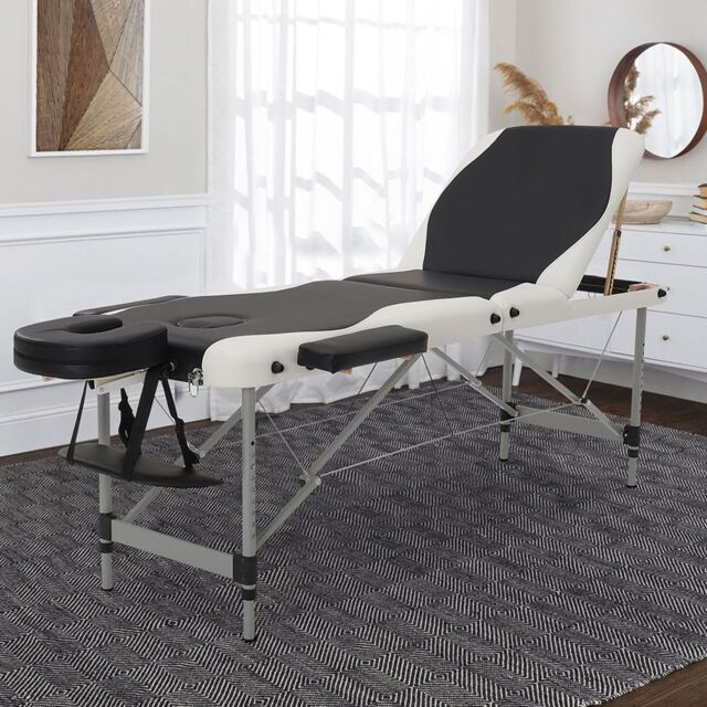 Portable Folding Spa Bed Adjustable Professional Massage Table in Black - image 1