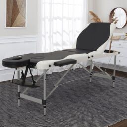 Portable Folding Spa Bed Adjustable Professional Massage Table in Black - thumbnail 1
