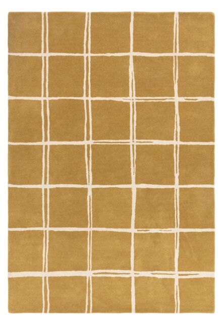 The Rug Shop UK Gold Handmade Modern Easy to clean Chequered Area Rug - Size: 200 cm x 290 cm