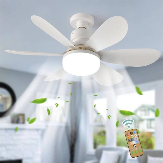 Nordara LED Ceiling Fan Light, E27 Screw-In Fixture with Remote Control in White - image 1