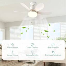 Nordara LED Ceiling Fan Light, E27 Screw-In Fixture with Remote Control in White - thumbnail 5