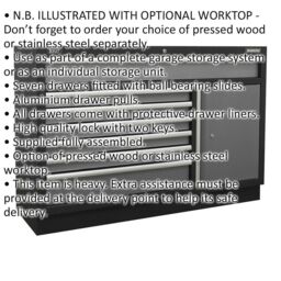 Loops 1360mm Modular 7 Drawer Floor Cabinet - Ball Bearing Slides - Locking - 2 Keys - thumbnail 2