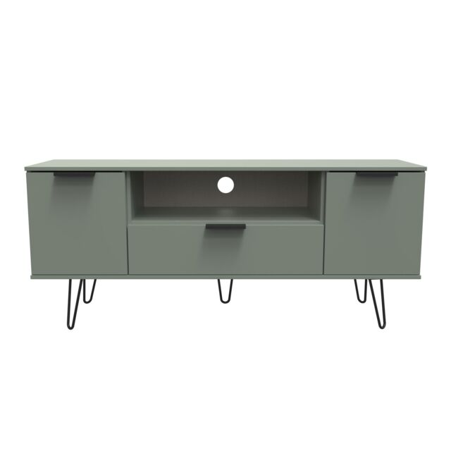 Ready Assembled 2 U Fuji 2 Door 1 Drawer Wide TV Unit (Ready Assembled) in Pale Green - Size: Large - image 1