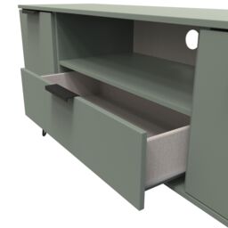 Ready Assembled 2 U Fuji 2 Door 1 Drawer Wide TV Unit (Ready Assembled) in Pale Green - Size: Large - thumbnail 4