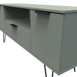 Ready Assembled 2 U Fuji 2 Door 1 Drawer Wide TV Unit (Ready Assembled) in Pale Green - Size: Large - thumbnail 3