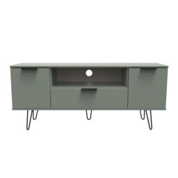 Ready Assembled 2 U Fuji 2 Door 1 Drawer Wide TV Unit (Ready Assembled) in Pale Green - Size: Large - thumbnail 1