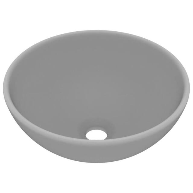 Berkfield Home Luxury Bathroom Basin Round Matt Light Grey 32.5x14 cm Ceramic - image 1