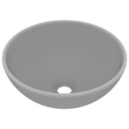 Berkfield Home Luxury Bathroom Basin Round Matt Light Grey 32.5x14 cm Ceramic - thumbnail 1