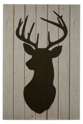 Orsina Stag Silhouette Wall Plaque, Christmas Wall Art, Abstract Artwork for Home, Office, Stag Head Wall Painting in Brown - thumbnail 1
