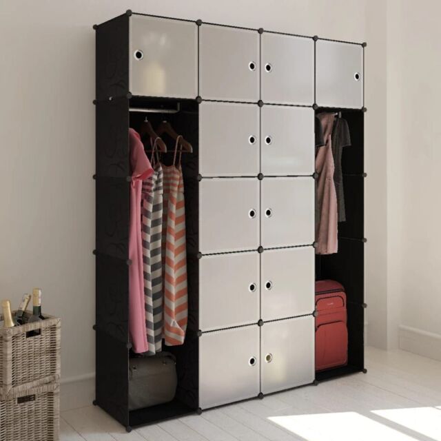 Berkfield Home Modular Cabinet 14 Compartments Black & White 37x146x180.5 cm - image 1
