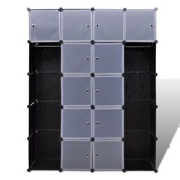 Berkfield Home Modular Cabinet 14 Compartments Black & White 37x146x180.5 cm - thumbnail 3