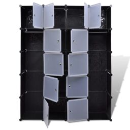 Berkfield Home Modular Cabinet 14 Compartments Black & White 37x146x180.5 cm - thumbnail 4