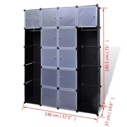 Berkfield Home Modular Cabinet 14 Compartments Black & White 37x146x180.5 cm - thumbnail 6