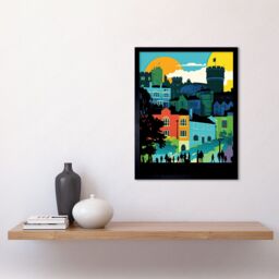 "Artery8 Wall Art Print Nottingham City Abstract Multicoloured Cityscape Art Framed in Black - Size: W12"" x H16""" - thumbnail 2