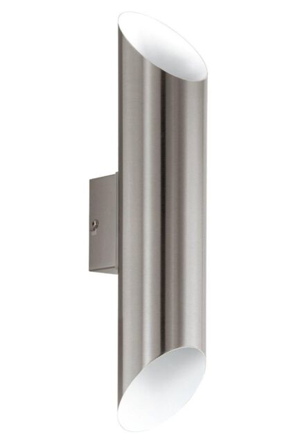 Eglo Agolada Stainless Steel Metal IP44 Integrated LED Outdoor Wall Light in Metallic Silver - image 1