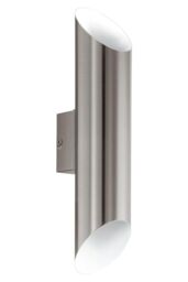 Eglo Agolada Stainless Steel Metal IP44 Integrated LED Outdoor Wall Light in Metallic Silver - thumbnail 1