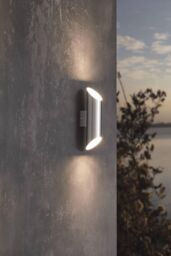 Eglo Agolada Stainless Steel Metal IP44 Integrated LED Outdoor Wall Light in Metallic Silver - thumbnail 2