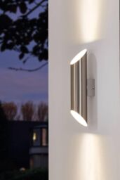 Eglo Agolada Stainless Steel Metal IP44 Integrated LED Outdoor Wall Light in Metallic Silver - thumbnail 3