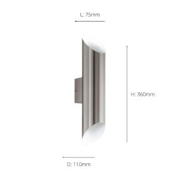 Eglo Agolada Stainless Steel Metal IP44 Integrated LED Outdoor Wall Light in Metallic Silver - thumbnail 4