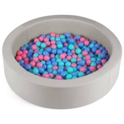 Gymax Foam Ball Pit with Ocean Balls 105 x 24 cm Ball Pool Game Playpen in Grey - thumbnail 2