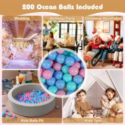Gymax Foam Ball Pit with Ocean Balls 105 x 24 cm Ball Pool Game Playpen in Grey - thumbnail 6