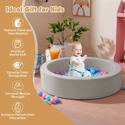 Gymax Foam Ball Pit with Ocean Balls 105 x 24 cm Ball Pool Game Playpen in Grey - thumbnail 5