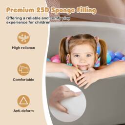 Gymax Foam Ball Pit with Ocean Balls 105 x 24 cm Ball Pool Game Playpen in Grey - thumbnail 3
