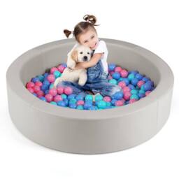 Gymax Foam Ball Pit with Ocean Balls 105 x 24 cm Ball Pool Game Playpen in Grey - thumbnail 1