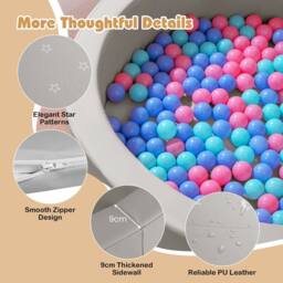 Gymax Foam Ball Pit with Ocean Balls 105 x 24 cm Ball Pool Game Playpen in Grey - thumbnail 7