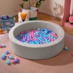 Gymax Foam Ball Pit with Ocean Balls 105 x 24 cm Ball Pool Game Playpen in Grey - thumbnail 8