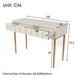 BTM Dressing table with 2 drawers & chest of drawers for bedroom in Off-White - thumbnail 2