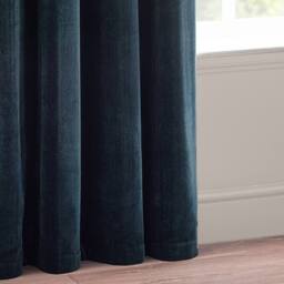Yard Heavy Chenille Blackout Eyelet Curtain Pair in Navy - Size: 168 cm width x 183 cm drop - thumbnail 4