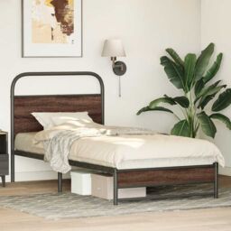 Berkfield Home Bed Frame without Mattress 100x190 cm Brown Oak Engineered Wood - thumbnail 4