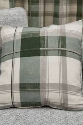 Fusion 'Balmoral Tartan' Warm Woven Check 100% Cotton Filled Cushion in Bottle Green - Size: 43 cm x 43 cm