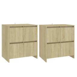 Berkfield Home Sideboards 2 pcs Sonoma Oak 70x41x75 cm Engineered Wood in Light Brown - Size: 70 x 41 x 75 cm - thumbnail 3