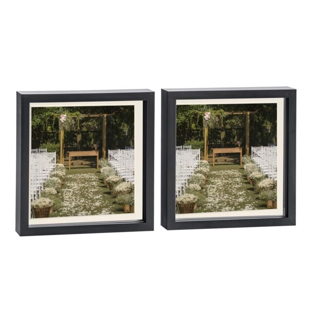 "Nicola Spring 10x10"" 3D Box Photo Frames 8x8"" x2 in Ivory" - image 1