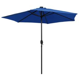 Berkfield Home Parasol with LED Lights & Aluminium Pole 270 cm Azure Blue - thumbnail 3