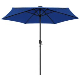 Berkfield Home Parasol with LED Lights & Aluminium Pole 270 cm Azure Blue - thumbnail 2