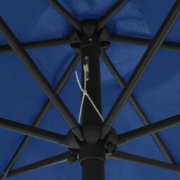 Berkfield Home Parasol with LED Lights & Aluminium Pole 270 cm Azure Blue - thumbnail 5