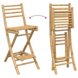 Berkfield Home Outdoor Bar Stools with Footrests 2 pcs Foldable Bamboo in Brown - thumbnail 8