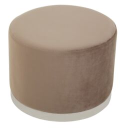 Orsina Mink & Silver Round Footstool, Velvet Ottoman Footstool with Silver Base, Pouffe Footstool for Home in Brown - thumbnail 2