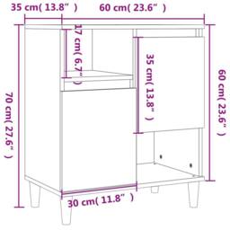 Berkfield Home Sideboards 3 pcs Smoked Oak 60x35x70 cm Engineered Wood in Brown - Size: 60 x 35 x 70 cm - thumbnail 9